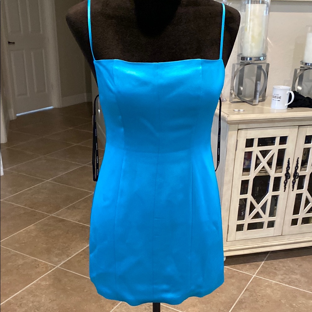 Retrofete Blue Spaghetti Strap Dress
